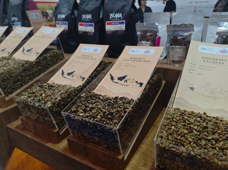 Biji Kopi diperlehatan Trade Expo Indonesia (TEI) ke-41 di Indonesia Convention Exhibition (ICE) BSD City, Kabupaten Tangerang, Banten